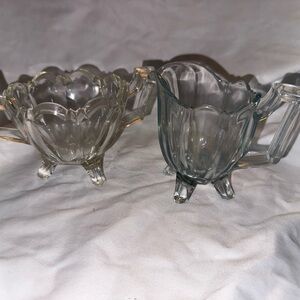 Vintage Glass Creamer and Sugar Set